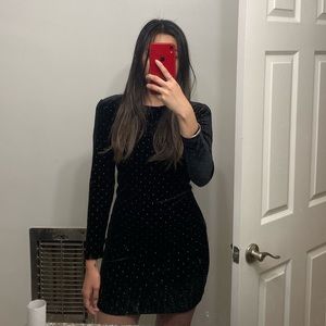 Express black velvet bodycon dress w shoulder pad